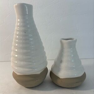 HOBBY LOBBY White Ceramic Vases White Set of Two